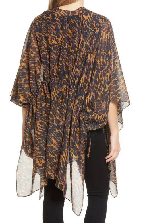 ALL SAINTS Ambient Leopard Print Ruana "Camel" NWT