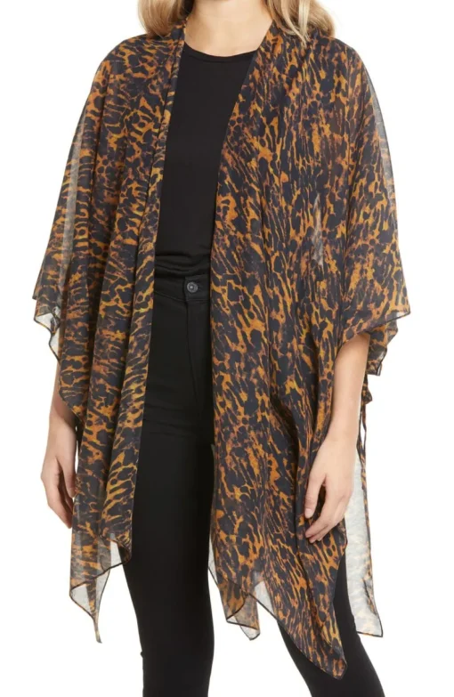 ALL SAINTS Ambient Leopard Print Ruana "Camel" NWT