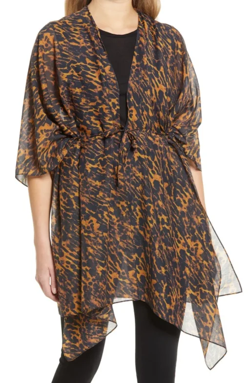 ALL SAINTS Ambient Leopard Print Ruana "Camel" NWT