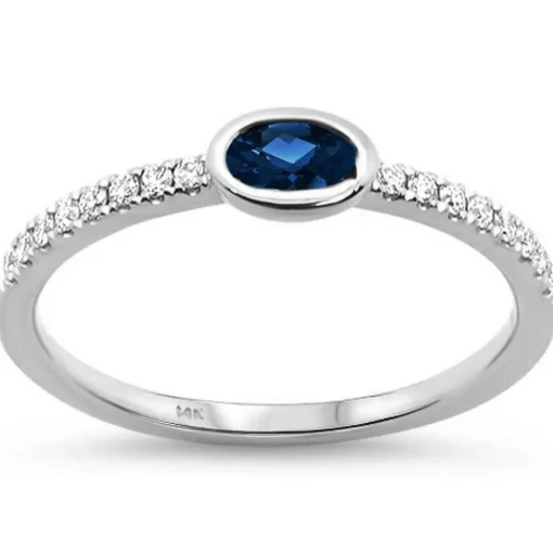 Amethyst, Aquamarine, Pink Tourmaline or Topaz and Diamond 14K White Gold Ring, Chic, Modern, Minimalist