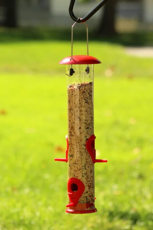 Ashman Sturdy Tube Bird Feeders-Set of 2, Green, Red or Yellow