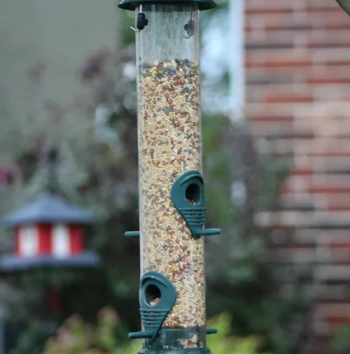 Ashman Sturdy Tube Bird Feeders-Set of 2, Green, Red or Yellow