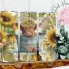 Baby Highland Cow Bath Time with Sunflowers