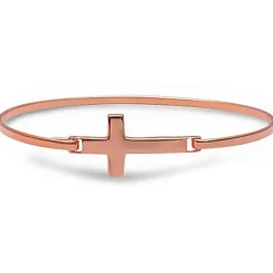Bangle Sterling Silver Cross or Tree of Life Bracelets Silver, Rose or Yellow Gold Plated