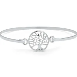 Bangle Sterling Silver Cross or Tree of Life Bracelets Silver, Rose or Yellow Gold Plated