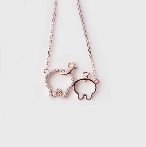 Best Friends Piggies, Pair of Pig Butts Necklace! Yellow, Rose or White Gold Plated