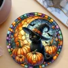 Black Cat Glass Coaster