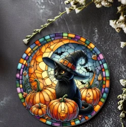 Black Cat Glass Coaster