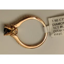 Black Diamond Solitaire Engagement Ring with Diamond Shanks, 1.5ctw in 10K Rose Gold-Gorgeous!