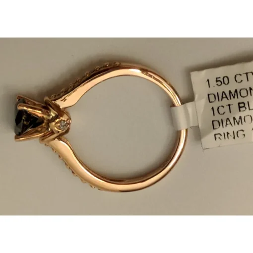 Black Diamond Solitaire Engagement Ring with Diamond Shanks, 1.5ctw in 10K Rose Gold-Gorgeous!