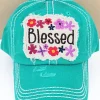 Blessed Distressed Floral Hat*