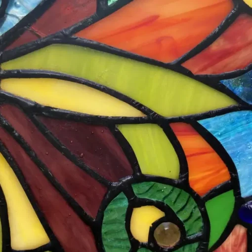 Blue or Colorful Butterfly Tiffany Style Stained Glass Window Hanging 12.5"