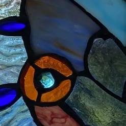 Blue or Colorful Butterfly Tiffany Style Stained Glass Window Hanging 12.5