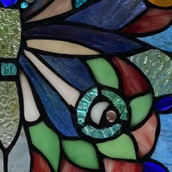 Blue or Colorful Butterfly Tiffany Style Stained Glass Window Hanging 12.5