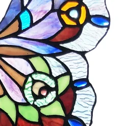 Blue or Colorful Butterfly Tiffany Style Stained Glass Window Hanging 12.5