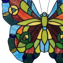 Blue or Colorful Butterfly Tiffany Style Stained Glass Window Hanging 12.5
