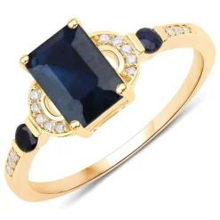 Blue Sapphire and Diamond Ring in 14K Gold