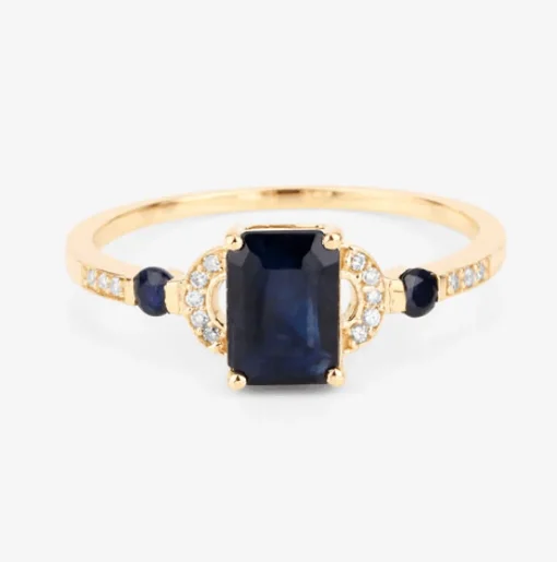 Blue Sapphire and Diamond Ring in 14K Gold