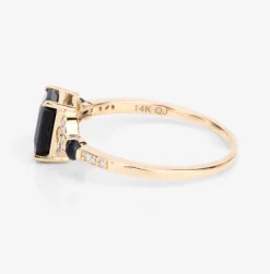 Blue Sapphire and Diamond Ring in 14K Gold