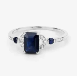 Blue Sapphire and Diamond Ring in 14K Gold