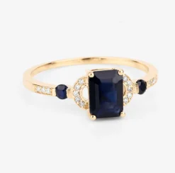 Blue Sapphire and Diamond Ring in 14K Gold