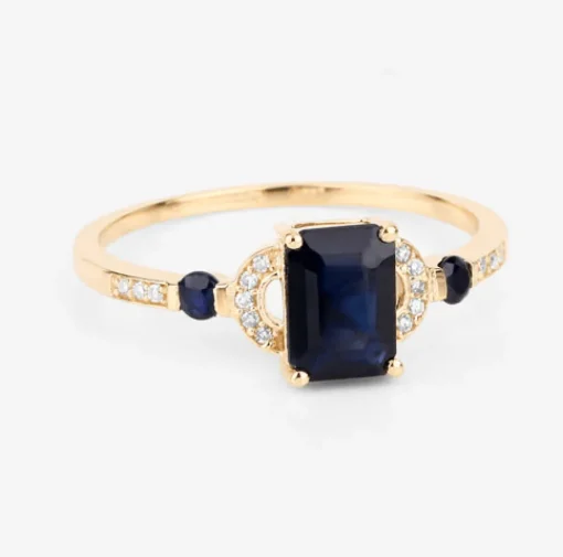 Blue Sapphire and Diamond Ring in 14K Gold