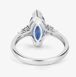 Blue Sapphire Marquise Diamond Accent Ring 14K White Gold 4.83ctw