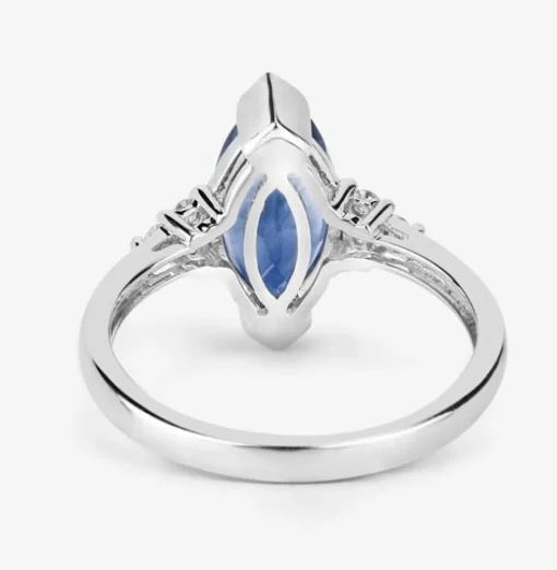 Blue Sapphire Marquise Diamond Accent Ring 14K White Gold 4.83ctw