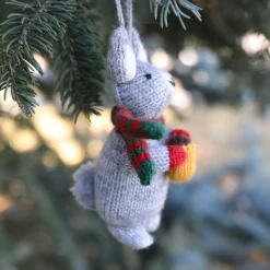 Bunny with Cocoa Handmade in Peru Knit Ornament