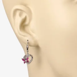 Butterfly and Heart Earrings Genuine Gemstones 925 Sterling Silver