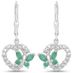 Butterfly and Heart Earrings Genuine Gemstones 925 Sterling Silver