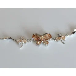 Butterfly Bracelet Sterling Silver and Genuine Amethyst, Purple, Green or Yellow CZ Elegant