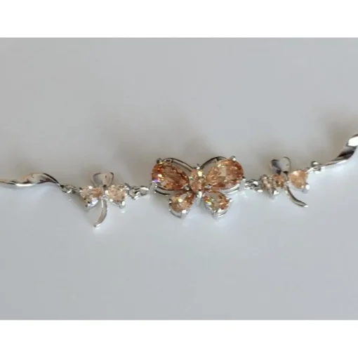 Butterfly Bracelet Sterling Silver and Genuine Amethyst, Purple, Green or Yellow CZ Elegant