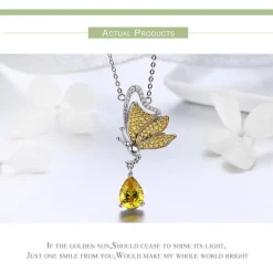 Butterfly Jewelry in Platinum Plated Sterling Silver, Yellow