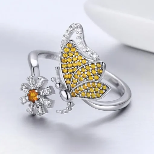 Butterfly Jewelry in Platinum Plated Sterling Silver, Yellow