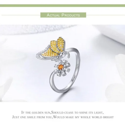Butterfly Jewelry in Platinum Plated Sterling Silver, Yellow