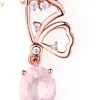 Butterfly Jewelry Sets Rose Quartz in Sterling SIlver, Rose Gold Plated Pink Beautiful