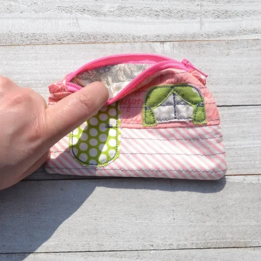 Camper Coin Purse - Handmade Repurposed Fabric - One of Kind