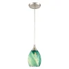 Caress 5'' Wide 1-Light Aqua Feathered Glass Mini Pendant