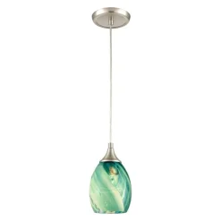 Caress 5'' Wide 1-Light Aqua Feathered Glass Mini Pendant