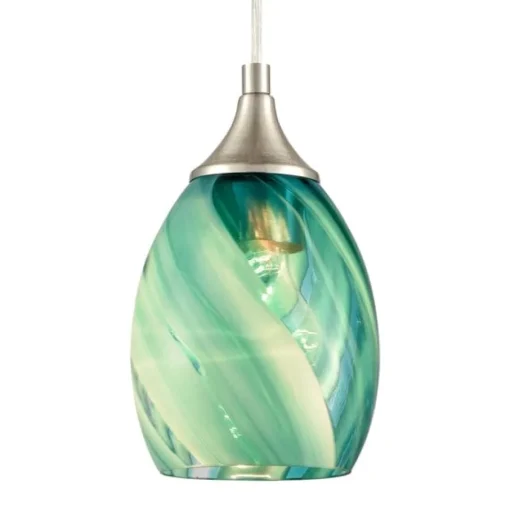Caress 5'' Wide 1-Light Aqua Feathered Glass Mini Pendant