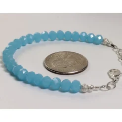 Caribbean Blue or Pink Chalcedony and Herkimer Diamond Bracelets-HANDMADE with love! 925 Silver Clasp