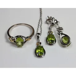 Celtic Love Knot Jewelry SET-Diamonds & REAL Gemstones in Sterling Silver