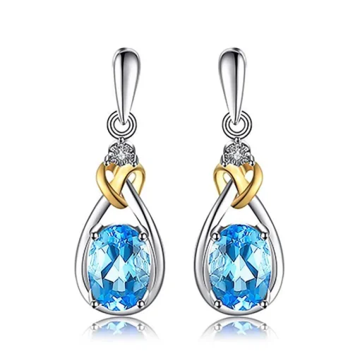 Celtic Love Knot Jewelry SET-Diamonds & REAL Gemstones in Sterling Silver