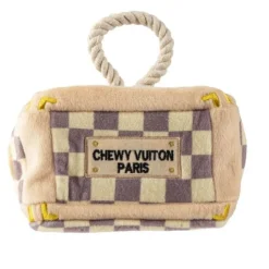Checker Chewy Vuiton Parody Trunk - Activity House Dog Toy