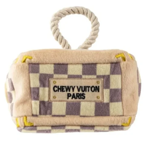 Checker Chewy Vuiton Parody Trunk - Activity House Dog Toy
