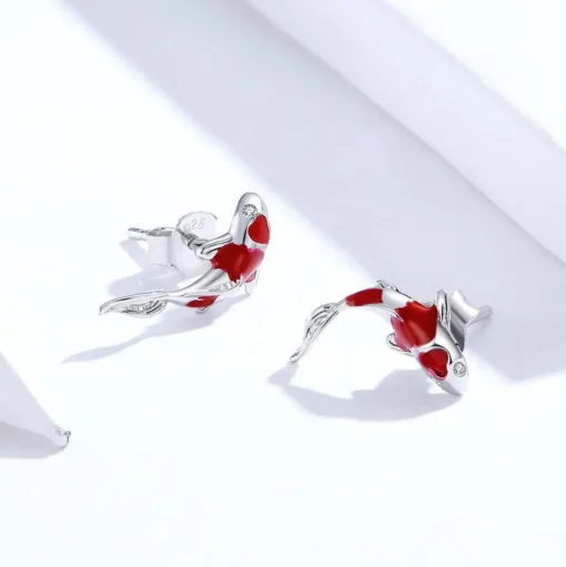 Colorful Koi Earrings & Charm-Beautiful Sterling Silver Fish Earrings!!