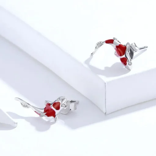 Colorful Koi Earrings & Charm-Beautiful Sterling Silver Fish Earrings!!