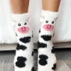Cow Crew Slipper Socks Soft and Fuzzy Women's