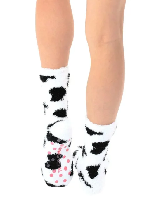 Cow Crew Slipper Socks Soft and Fuzzy Women's
